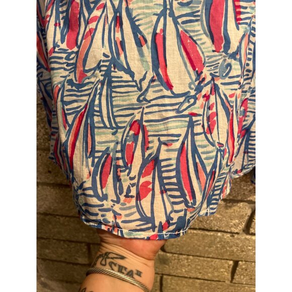 Lilly Pulitzer Sails Print Button-Down Shirt S Bright Multi-Color Long Sleeve Li - Picture 7 of 7